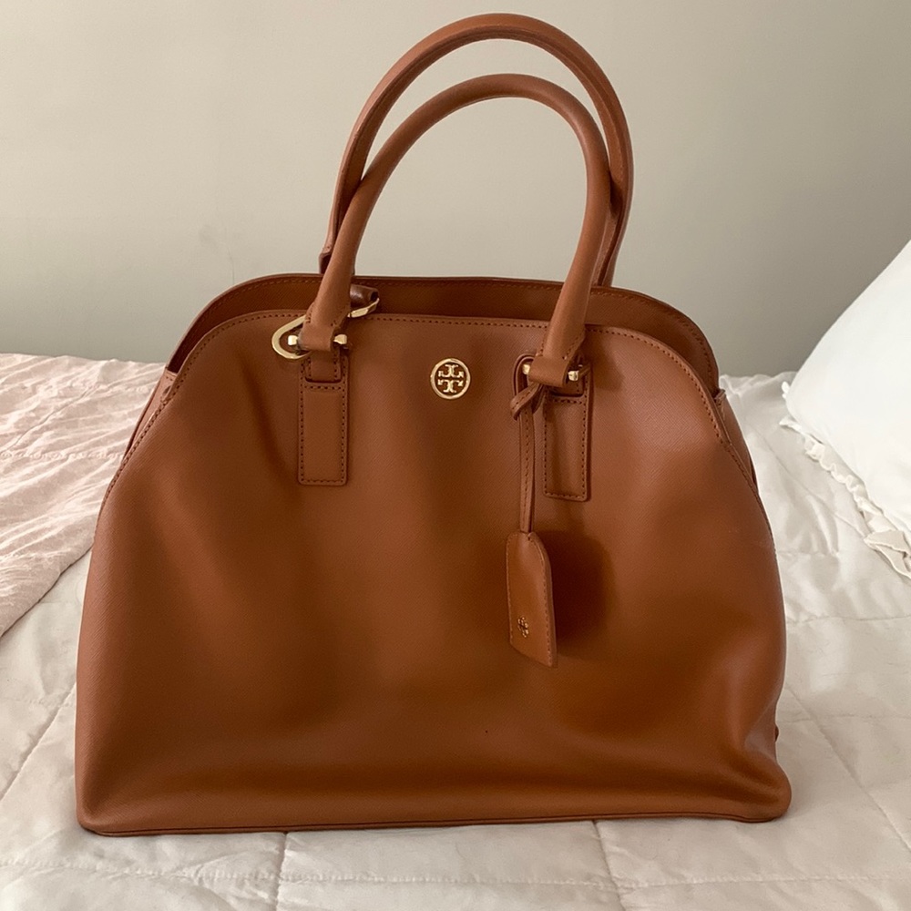 Authentic Tory Burch Top Handle Leather Bag w/ Crossbody Strap